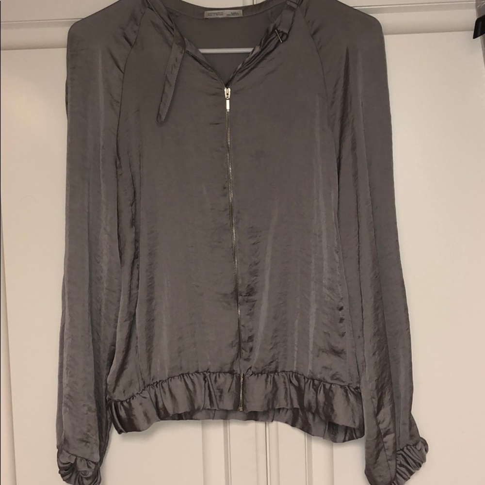 Silver silk bomber jacket